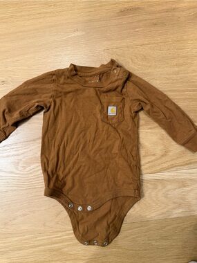 Carhartt Baby Brown Long Sleeve Onesie 12 months